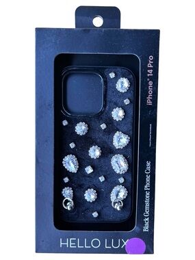 Hello Lux iPhone 14 Pro Black Gemstone iPhone Case New